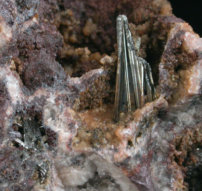 Bismuthinite from South Crofty Mine, 260' level, Camborne, Cornwall, England