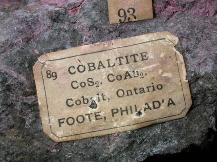 Cobaltite with Erythrite from Cobalt District, Ontario, Canada