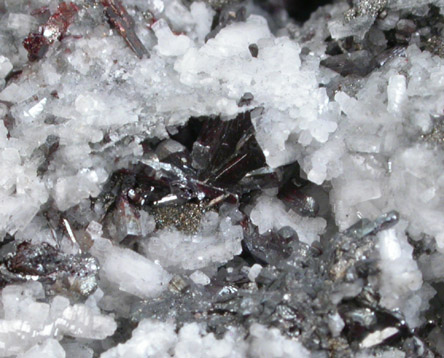 Pyrargyrite, Proustite, Calcite from Katharina Neufang Mine, St. Andreasberg, Harz, Saxony, Germany