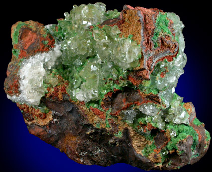 Conichalcite and Calcite from Mina Ojuela, Mapimi, Durango, Mexico