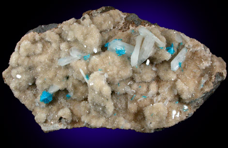 Cavansite on Quartz with Stilbite from Wagholi Quarry, Maharashtra, India