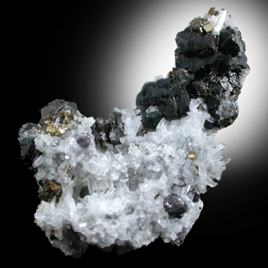 Sphalerite, Pyrite, Quartz from Huanzala Mine, Huallanca District, Huanuco Department, Peru