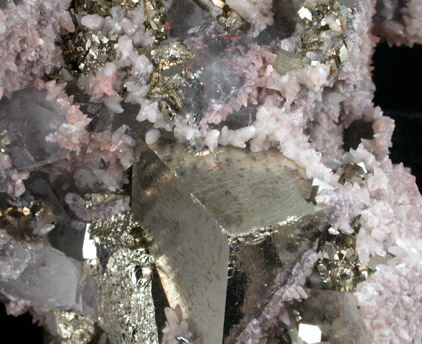 Inesite, Quartz, Pyrite, Calcite from Fengjiashan Mine, Faye, Huangshi, Hubei, China