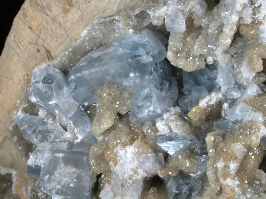 Celestine and Calcite from Meckley's Quarry, 1.2 km south of Mandata, Northumberland County, Pennsylvania