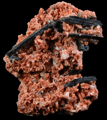 Rhodochrosite, Aegirine, Polylithionite from Mont Saint-Hilaire, Qubec, Canada