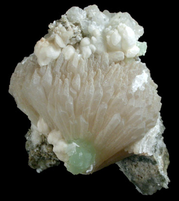 Stilbite, Prehnite, Calcite from Upper New Street Quarry, Paterson, Passaic County, New Jersey