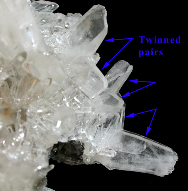 Quartz (Japan Law-twinned) from Black Pine Mine, Flint Creek Valley, Granite County, Montana