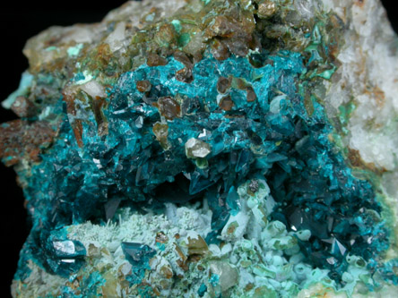 Veszelyite on Quartz from Black Pine Mine, Flint Creek Valley, Granite County, Montana