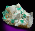 Aurichalcite and Malachite on Quartz from Bisbee, Warren District, Cochise County, Arizona