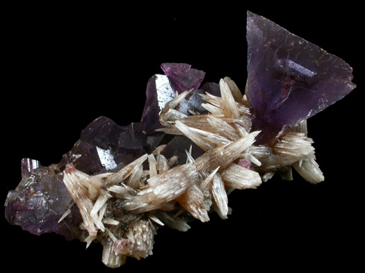Strontianite on Fluorite from Minerva #1 Mine, Cave-in-Rock District, Hardin County, Illinois