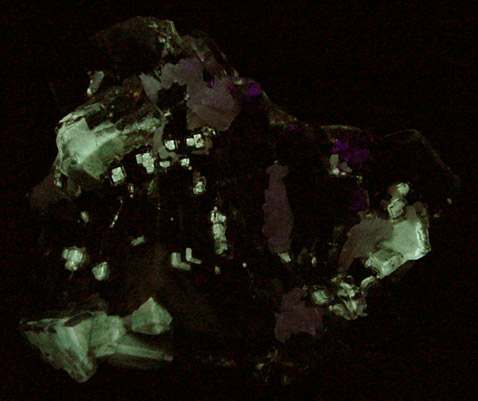 Fluorite, Calcite Bitumen from Minerva #1 Mine, Cave-in-Rock District, Hardin County, Illinois