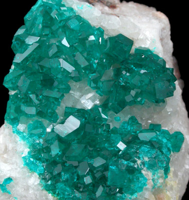 Dioptase on Calcite from Tsumeb Mine, Otavi-Bergland District, Oshikoto, Namibia