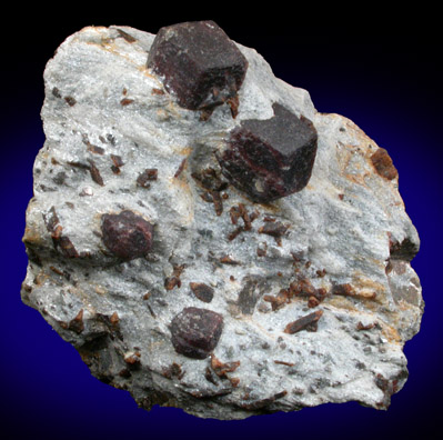 Almandine Garnet with Staurolite from Green's Farm, 750 m. ESE of Roxbury Falls, Roxbury, New Haven County, Connecticut