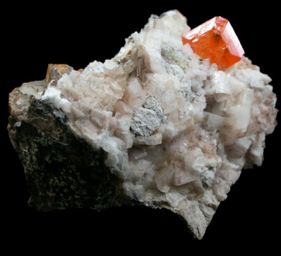 Wulfenite on Calcite from Chihuahua, Mexico