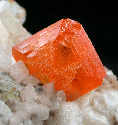Wulfenite on Calcite from Chihuahua, Mexico