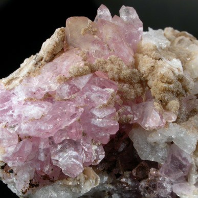 Quartz var. Rose Quartz Crystals from Rose Quartz Locality, Plumbago Mountain, Oxford County, Maine