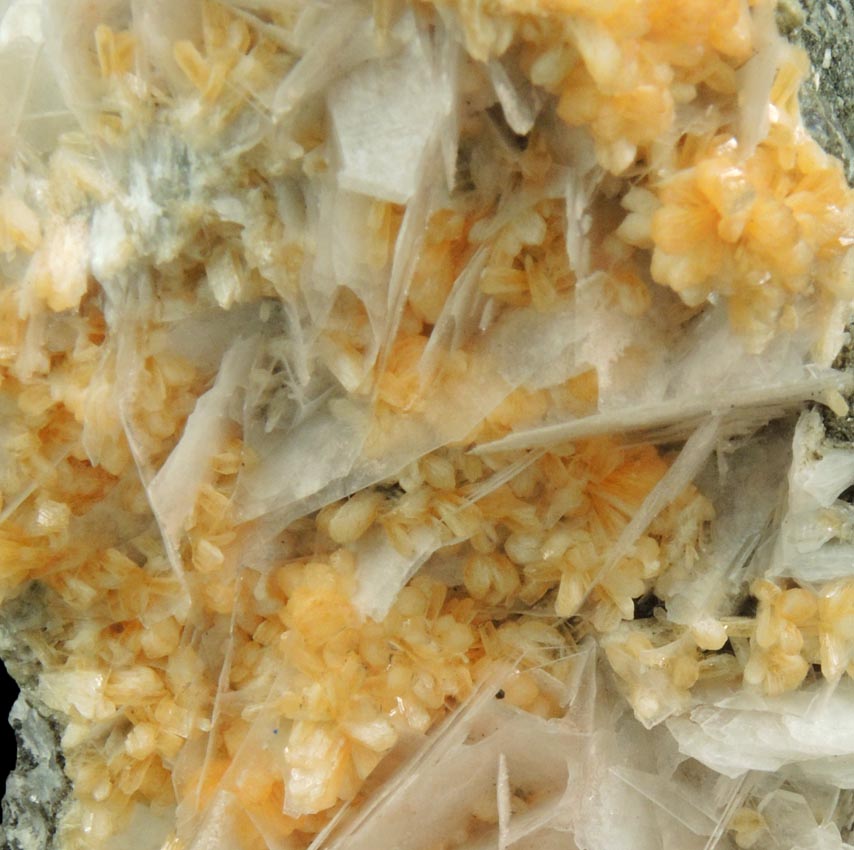 Stilbite-Ca and Calcite from Water Tunnel No.3 under Roosevelt Island, New York City, New York County, New York