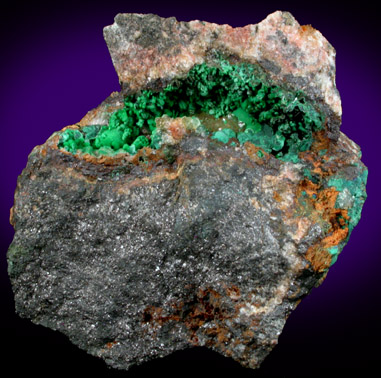 Conichalcite, Quartz, Cuprite from Tintic District, Juab County, Utah