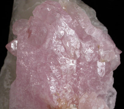 Quartz var. Rose Quartz Crystals from Lavra da Ilha, Taquaral, Jequitinhonha River, Minas Gerais, Brazil