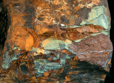 Dufrenite in Goethite from Irish Creek, Rockbridge County, Virginia