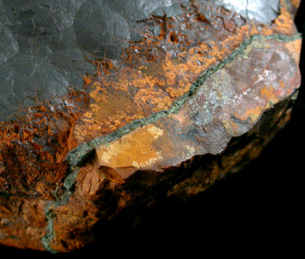 Dufrenite in Goethite from Irish Creek, Rockbridge County, Virginia