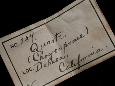 Quartz var. Chrysoprase from Dehesa, San Diego County, California
