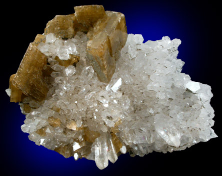 Siderite on Quartz from Neudorf, Harz Mountains, Saxony-Anhalt, Germany