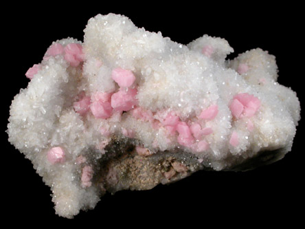 Rhodochrosite on Quartz from Silverton District, San Juan County, Colorado