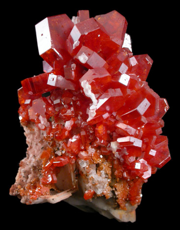 Vanadinite on Barite from Mibladen, Haute Moulouya Basin, Zeida-Aouli-Mibladen belt, Midelt Province, Morocco