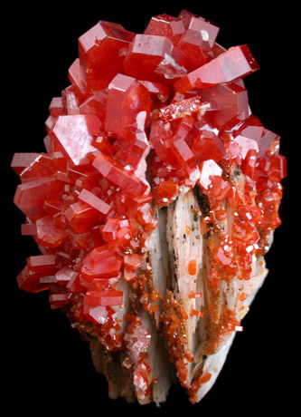 Vanadinite on Barite from Mibladen, Haute Moulouya Basin, Zeida-Aouli-Mibladen belt, Midelt Province, Morocco