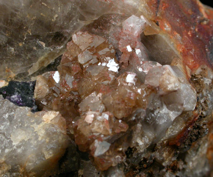 Scheelite, Quartz, Fluorite from Zinnwald-Cnovec District, Erzgebirge, Saxony-Bohemia border region, Germany-Czech Republic