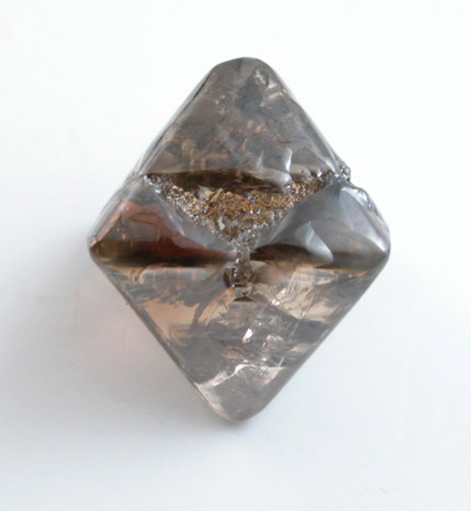Diamond (4.22 carat brown octahedral crystal) from Udachnaya Mine, Republic of Sakha (Yakutia), Siberia, Russia