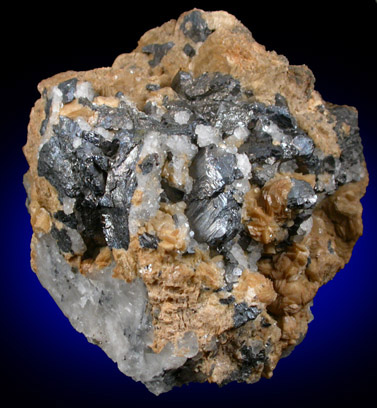 Bournonite, Siderite, Quartz from Cornwall, England (Type Locality for Bournonite)