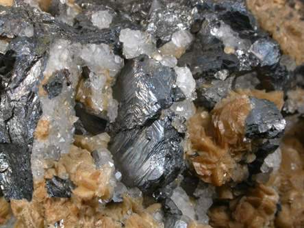Bournonite, Siderite, Quartz from Cornwall, England (Type Locality for Bournonite)