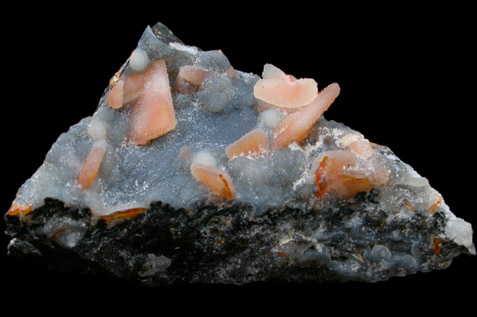 Wulfenite with druzy Quartz on Hemimorphite from Finch Mine (Barking Spider Mine), north of Hayden, Banner District, Gila County, Arizona