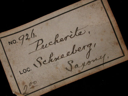 Pucherite and Schumacherite from (Pucher Richtschacht), Schneeberg, Saxony, Germany (Type Locality for Pucherite and Schumacherite)