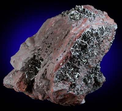 Manganite on Hematite from Negaunee Iron District, Marquette County, Michigan