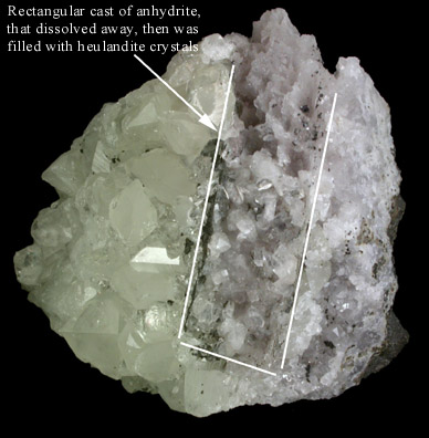 Datolite on Quartz epimorph after Anhydrite lined with Heulandite from Upper New Street Quarry, Paterson, Passaic County, New Jersey