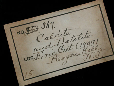 Datolite, Calcite, Stilbite from Erie Railroad Cut (1909), Bergen Hill, Hudson County, New Jersey
