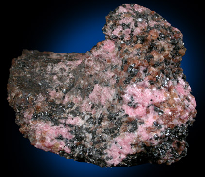 Rhodochrosite, Sussexite, Franklinite from Franklin Mining District, Sussex County, New Jersey (Type Locality for Sussexite and Franklinite)