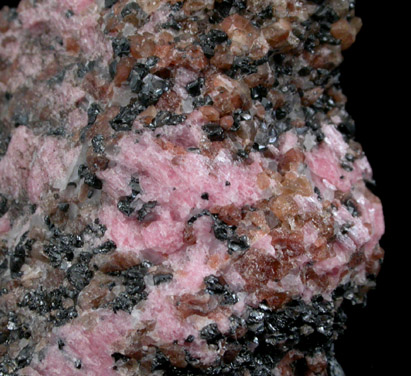 Rhodochrosite, Sussexite, Franklinite from Franklin Mining District, Sussex County, New Jersey (Type Locality for Sussexite and Franklinite)