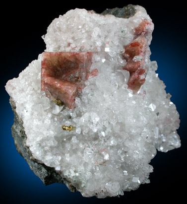 Chabazite and Chalcopyrite on Quartz, Calcite from New Street Quarry, Paterson, Passaic County, New Jersey