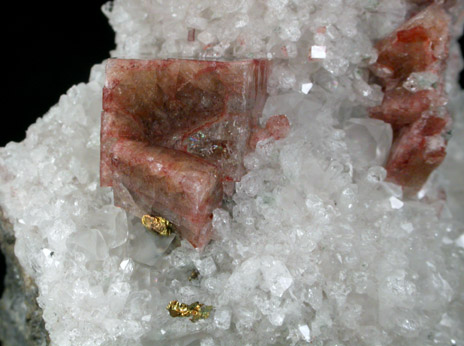 Chabazite and Chalcopyrite on Quartz, Calcite from New Street Quarry, Paterson, Passaic County, New Jersey