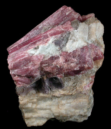 Elbaite var. Rubellite Tourmaline with Lepidolite, Albite from Black Mountain, Andover, Oxford County, Maine