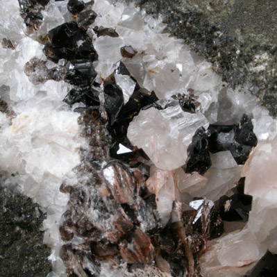 Quartz var. Smoky and Calcite from Cinque Quarry, East Haven, New Haven County, Connecticut