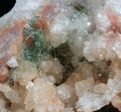 Jamborite pseudomorphs after Millerite in Quartz Geode from US Route 27 road cut, Halls Gap, Lincoln County, Kentucky
