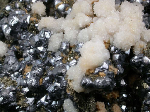 Galena, Pyrite, Calcite from Naica District, Saucillo, Chihuahua, Mexico