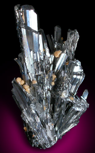 Stibnite with Calcite from Wuling antimony mine, Qingjiang, Jiangxi, China