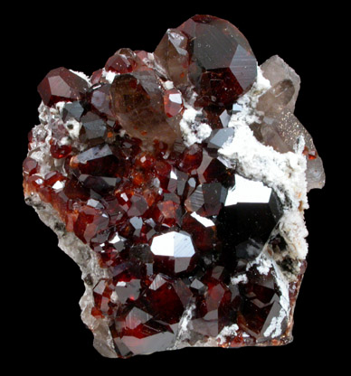 Spessartine Garnet with Hyalite Opal and Smoky Quartz from Tongbei-Yunling District, Fujian Province, China