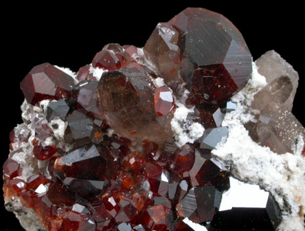 Spessartine Garnet with Hyalite Opal and Smoky Quartz from Tongbei-Yunling District, Fujian Province, China